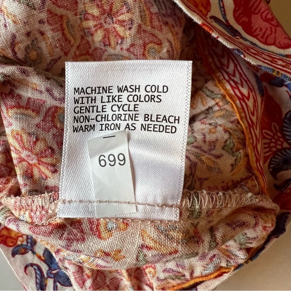 Rachel Zoe Cropped Boho V-front Tie-Front Floral Linen Top Orange & Purp… - Picture 11 of 11